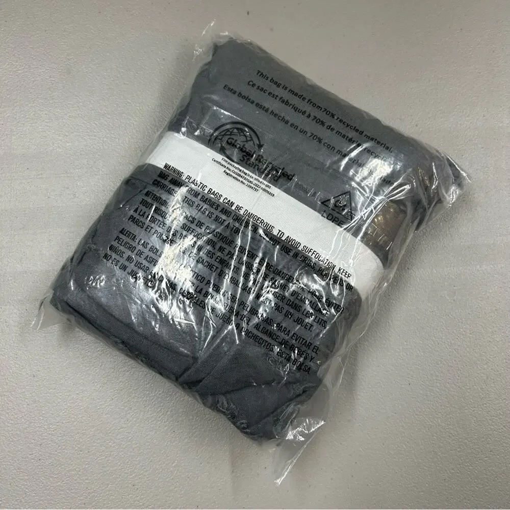 2 Pottery Barn Belgian Flax Linen Fringe Ruffle Shams Cover Charcoal Gray NWT